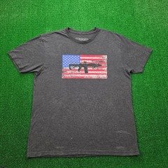 Black Rifle Coffee Company American Flag Rifle Graphic Tshirt Mens Large Gray
