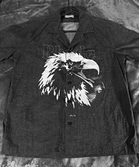 Rhude Men’s L Black Cotton Regular Fit Short Sleeve Eagle Graphic Shirt