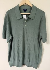 J.Crew Cotton SS Sweater Polo Camp Cruise Shirt Beach Sage Green L NWT