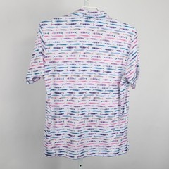 CON.STRUCT Men’s XL White Fish Pattern Performance Polo Shirt Quick Dry Stretch