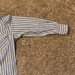 Wrangler Mens Med Vtg 1980s Western Pearl Snap Shirt Blue White Striped Metallic