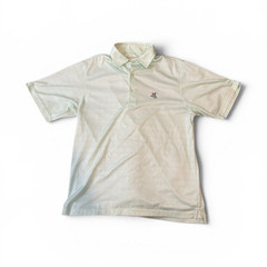 Donald Ross Men’s Polo Shirt M Green/White Check Short Sleeve Button Logo