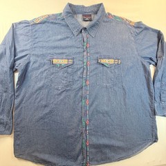 Vintage 90s Nu Trendz Denim Western Shirt Mens 4XL Aztec Southwestern Denim