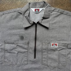 Mens M Ben Davis Pinstripe Half Zip Mechanic Workwear Streetwear Polo Shirt