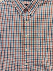Saddlebred Men’s Easy Care Orange Pink Button Down Short Sleeve Shirt Size 2XL