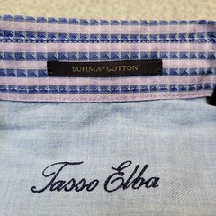 Tasso Elba Shirt Mens Small 14-14.5 Purple Blue Check Button Up Long Sleeve
