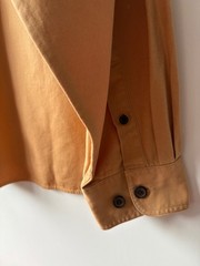 Beau Brummel Mens 100% Cotton Canvas Button Up Long Sleeve Shirt Yellow Size L