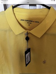 NEW WITH TAG JOHN VARVATOS POLO SHIRT BRIGHT YELLOW SIZE MEDIUM MSRP $98