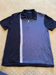 Perry Ellis Men’s 1/4 Zip Short Sleeve Colorblock Collared Knit Polo, M