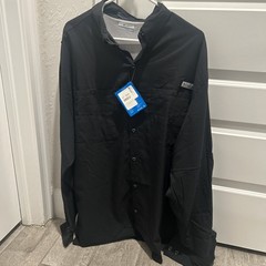 Columbia PFG Omni Shade Fishing Shirt Mens XL Black Long Sleeve Outdoor Angler