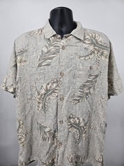 Tulliano Hawaiian Shirt Large Blue Beige Floral Pocket Vacation Aloha Camp Men