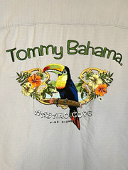 Tommy Bahama Habana Cove Silk Toucan Embroidered Button-Up Shirt Men’s L Blue