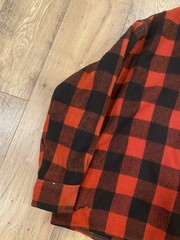 Vintage 30s 40s Red Flannel Button Up Buffalo Plaid Shirt M/L Wool