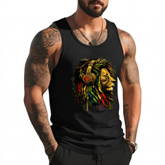 Rasta Reggae Music Headphones Jamaican Pride Lion of Judah Tank Top