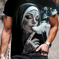 gothic men’s women’s t-shirt smoking nuns