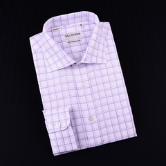 Purple Plaids & Checks Designer Formal Business Dress Shirts SIngle Cuff Fashion