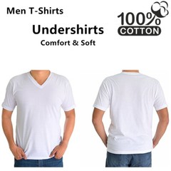 3-12 Pcs Mens V/Crew-Neck 100% Cotton T-Shirts Undershirts Tee White Size S-XL