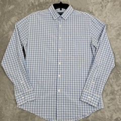 Mizzen + Main Leeward Trim Fit No Tuck Men’s Medium Blue Check Performance Shirt