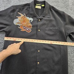 Cubavera Camp Shirt Large Dragon Head Sparkle Blink Rhinestone Embellished