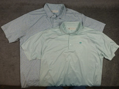 LOT OF 2 Donald Ross Golf Polo SZ XL Floral Geometric AOP White Blue Green LOGO