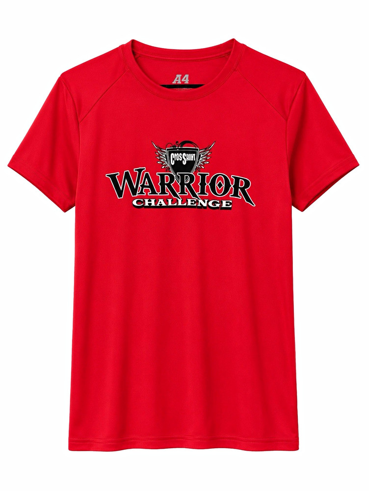 A4 Men’s S Red Warrior Challenge Graphic Print Logo Crew Neck T-Shirt