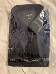 Omega Italy Men’s Short Sleeve Dress Shirt Solid Fit 16/16.5 – Black