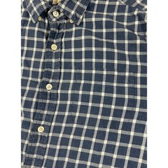 Giordano Flannel Shirt Mens Medium Blue White Plaid Button Down Cotton