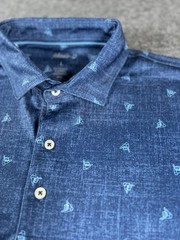 Johnnie-O Polo Shirt Men Large Blue Short Sleeve Hang Sign Golf Performance