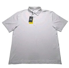 Under Armour Polo Shirt Mens Large UPF 30 Anti Odor Golf Performance Silver