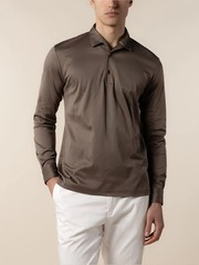 NEW Aurélien Ash Gray Mercerized Cotton Long Sleeve Polo Shirt Sz L NWT $285