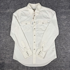 New Tecovas Western Shirt Mens S White Pearl Snap Cotton Twill Long Sleeve NWT