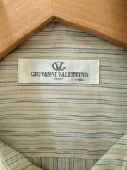 Vintage Giovanni Valentino Italy Shirt Mens 46 M Striped Button Up Short Sleeve