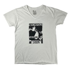 Sex Pistols 100 Club Punk Rock Graphic V-Neck T-Shirt White Mens Medium Hanes