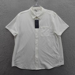 VRST Refined Knit Button Down Shirt XL White Mens Stylish Athletic Stretch NWT