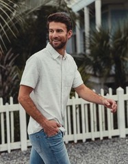 Normal Brand Freshwater Button Up Shirt White NEP Size Medium