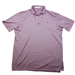 Holderness Bourne Polo Shirt Mens XL Pink Blue Striped The Landale Golf Stretch