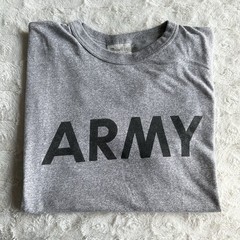 Vintage Champion Army Shirt Tee Mens Large Gray Military Single Stitch 80s USA