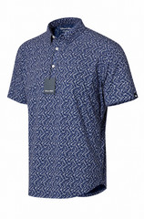Mizzen+Main Halyard SS Polo Shirt Indigo Confetti Print Men’s Large Trim Fit NWT