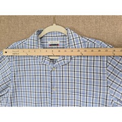 Van Heusen Flex Collar Men’s 15.5 32/33 Blue Plaid Dress Shirt Wrinkle Free