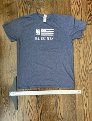 Gildan Soft Style Men L Blue US Ski Team USA Flag Graphic Crew Neck T-Shirt