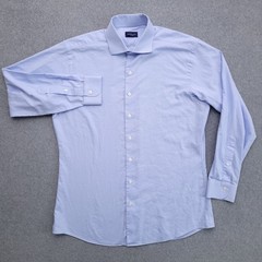 Proper Cloth Dress Shirt Mens 16 34 Regular Fit Blue White Micro Houndstooth