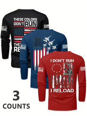 3 pcs-Military Men’s XL Spring/Autumn Long Sleeve T-Shirt, Casual Long Sleeve