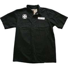 Vintage Jesse James West Coast Choppers Work Shirt Black Embroidered Medium