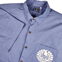 Fly Surf Tahiti Button Up Shirt Mens XXL Blue Graphic Cotton Polynesian Islands