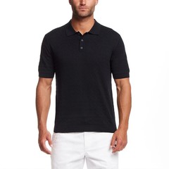 WP Weatherproof Men’s Staggered Rib Short Sleeve Polo Size Large Navy