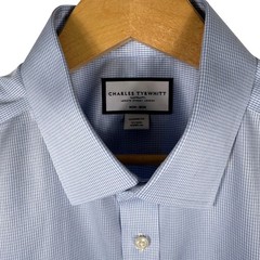 Charles Tyrwhitt Non-Iron Classic Fit Micro Houndstooth Dress Shirt Mens 17 35
