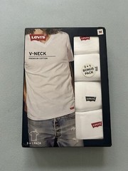 NEW Levi’s 4 Pack V-Neck T-Shirts White Premium Cotton Blend Size Medium