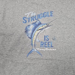 Tommy Bahama Shirt Mens XL Gray The Struggle Is Reel Funny Fish Graphic Tee