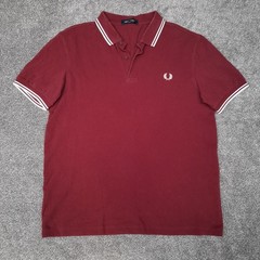 Fred Perry M3600 Twin Tipped Polo Men’s L Burgundy Cotton Piqué Laurel Wreath
