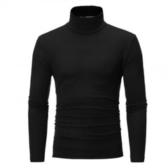 Men’s Base T-shirt Long Sleeve Half High Neck Solid Color Slim-fit Big Size Top